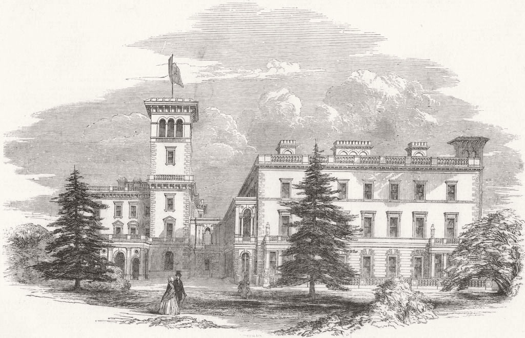 ISLE OF WIGHT. Osborne-the garden front 1850 old antique vintage print picture